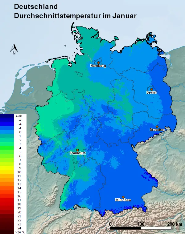 Deutschland Wetter im Januar - Temperatur, Regen & Schnee