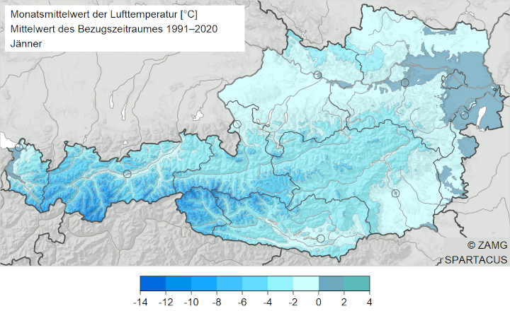 Österreich Temperatur Januar