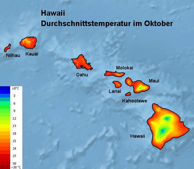 Hawaii Wetter im Oktober Temperatur und Regen